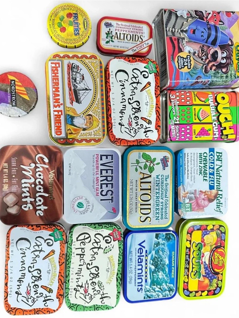 Assorted Mint & Candy Tin Collection - Colorful Retro Mix